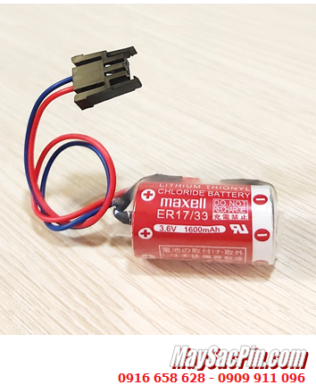 Maxell ER17/33 (Zắc đen Mitsu); Pin nuôi nguồn PLC Maxell ER17/33 lithium 3.6v 2/3A 1600mAh _Xuất xứ Nhật